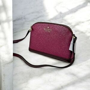 NEW Kate Spade Glitter Small Dome Crossbody Bag Deep Berry With Tags Reg.$249.00